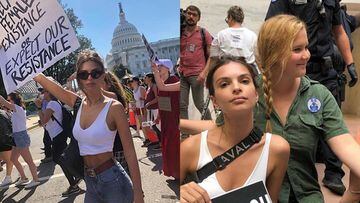 Emily Ratajkowski, detenida junto a Amy Schumer durante unas protestas en Washington.