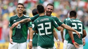 Jugadores de la Selecci&oacute;n mexicana celebrando un gol ante Alemania en el Mundial Rusia 2018