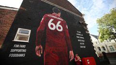 Soccer Football - Premier League - Liverpool v Norwich City - Anfield, Liverpool, Britain - August 9, 2019   General view of a mural of Liverpool&#039;s Trent Alexander-Arnold outside the stadium before the match   Action Images via Reuters/Carl Recine   