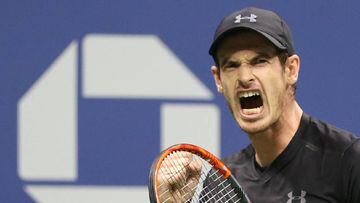 Murray celebrates winning his first round US Open match