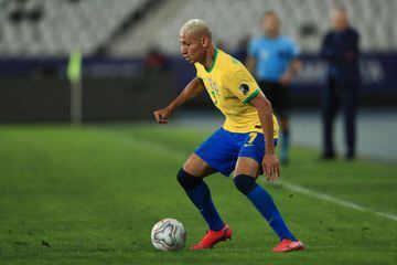 Richarlison with the ball during the semi-final of the Copa America