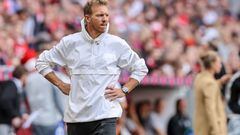 MUNICH, GERMANY - SEPTEMBER 10: head coach Julian Nagelsmann of Bayern Muenchen looks on during the Bundesliga match between FC Bayern München and VfB Stuttgart at Allianz Arena on September 10, 2022 in Munich, Germany. (Photo by Roland Krivec/DeFodi Images via Getty Images)