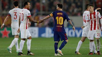 Olympiacos hold Barcelona as Messi, Su&aacute;rez and co fire blanks