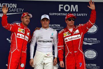 Valtteri Bottas, Sebastian Vettel y Kimi Raikkonen