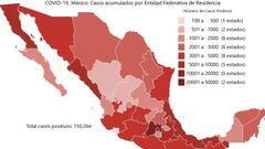 Mapa y casos de coronavirus en M&eacute;xico por estados hoy 15 de junio
