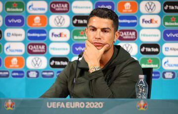 Cristiano Ronaldo at the press conference before Portugal's game with Hungary.