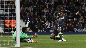 Britain Football Soccer - West Bromwich Albion v Chelsea - Premier League - The Hawthorns - 12/5/17 Chelsea&#039;s Michy Batshuayi scores their first goal  Action Images via Reuters / Carl Recine Livepic EDITORIAL USE ONLY. No use with unauthorized audio,