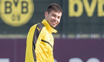 Rapahel Guerreiro, en un entrenamiento con el Borussia Dortmund.