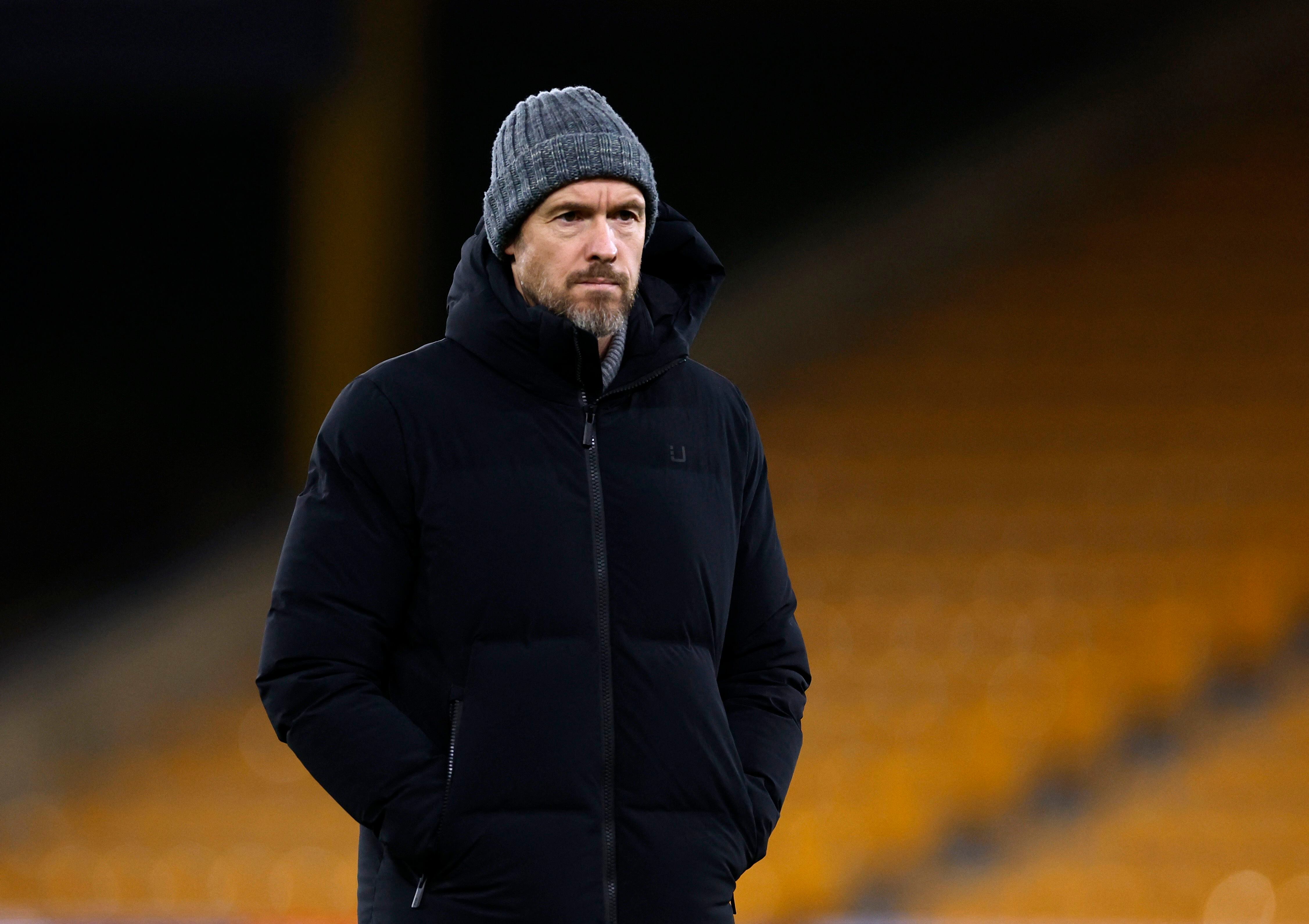 Soccer Football - Premier League - Wolverhampton Wanderers v Manchester United - Molineux Stadium, Wolverhampton, Britain - February 1, 2024 Manchester United manager Erik ten Hag before the match Action Images via Reuters/Jason Cairnduff NO USE WITH UNAUTHORIZED AUDIO, VIDEO, DATA, FIXTURE LISTS, CLUB/LEAGUE LOGOS OR 'LIVE' SERVICES. ONLINE IN-MATCH USE LIMITED TO 45 IMAGES, NO VIDEO EMULATION. NO USE IN BETTING, GAMES OR SINGLE CLUB/LEAGUE/PLAYER PUBLICATIONS.