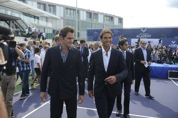 Roger Federer y Rafa Nadal, en la inauguración de la academia.