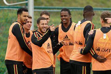 Eden Hazard trainin with his Belgium team mates during international duty last week.