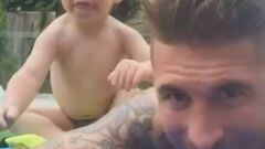 Sergio Ramos ha publicado un v&iacute;deo en su cuenta de Instagram junto a su hijo mayor, Sergio Ramos Jr. en la piscina. @sr4oficial