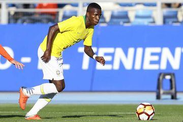 Vinicius in action for Brazil Under-20s on Saturday.