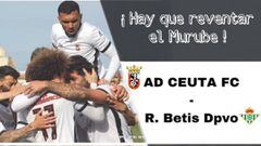 Un cartel web del Ceuta-Betis Deportivo. 