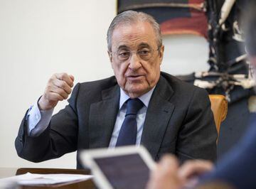 Florentino P&eacute;rez, presidente del Real Madrid, responde a las preguntas de Joaqu&iacute;n Maroto durante su entrevista en exclusiva con AS.