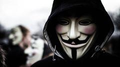 Manifestante con m&aacute;scara de &#039;V from Vendetta&#039;.