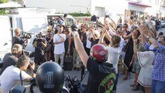 Más de 200 motoristas escoltan a Nieto hasta la Iglesia en Ibiza