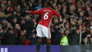 Paul Pogba of Manchester United celebrates scoring their second goal