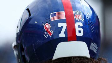 NASHVILLE, FL - SEPTEMBER 11: A detail shot of a 9/11 decal on a Tennessee Titans helmet prior to an NFL football game between the New York Giants and the Tennessee Titans at Nissan Stadium on September 11, 2022 in Nashville, Tennessee. (Photo by Kevin Sabitus/Getty Images)