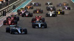 Salida del GP de Abu Dhabi de F1 2018. 