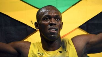 Usain Bolt of Jamaica celebrates after winning gold in Rio. 