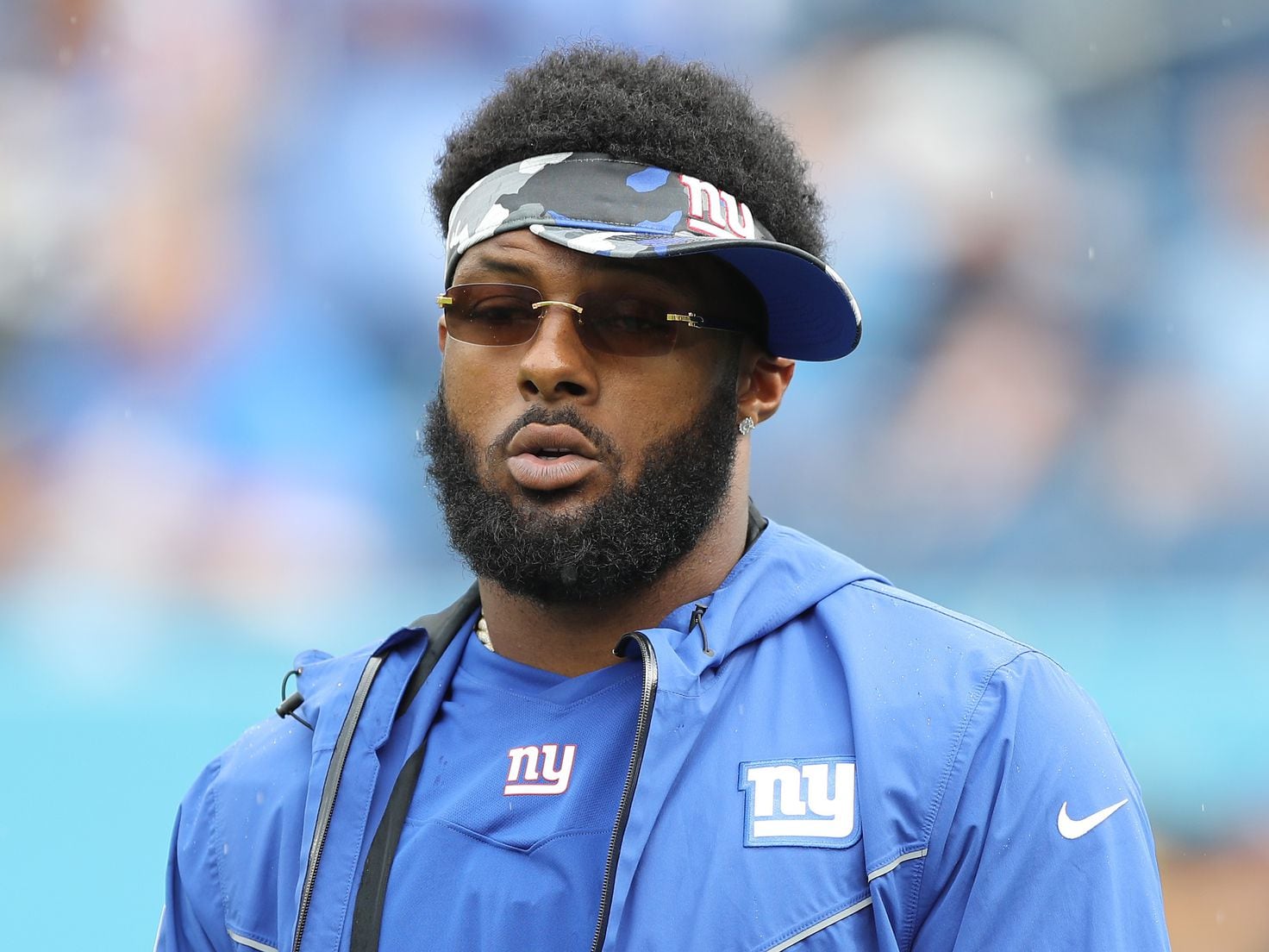 New York Giants defensive end Kayvon Thibodeaux (5) during the first half  of a preseason NFL