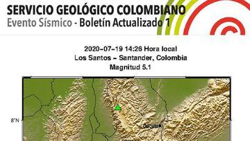 Temblor en Colombia: ¿qué se sabe del sismo de 5,1 que se registró en Santander?