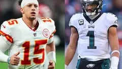 Jalen Hurts and Patrick Mahomes will face each other in the Super Bowl in as the Eagles take on the Chiefs in Glendale, Arizona, on February 12.