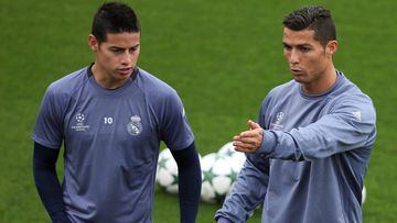 James Rodríguez y Cristiano Ronaldo, compañeros del Real Madrid
