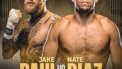 Cartel velada boxeo entre Jake Paul y Nate Díaz.