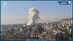 Smoke rises after an Israeli missile strike on Damascus, Syria which killed four members of Iran's Revolutionary Guards, including the head of the force's information unit in Syria, according to a security source in the regional pro-Syria alliance, January 20, 2024 in this image obtained from social media. Sham FM via REUTERS THIS IMAGE HAS BEEN SUPPLIED BY A THIRD PARTY. MANDATORY CREDIT. NO RESALES. NO ARCHIVES. WATERMARK AND ON-SCREEN TEXT FROM SOURCE.