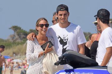 Real Madrid's Álvaro Morata, who is closing in on a move to United, has been enjoying a holiday on the Balearic Islands with wife Alice Campello.
