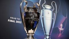 The trophy is displayed ahead of the draw for the 2022 UEFA Champions League quarter-finals, semi-finals and final at the UEFA headquarters, in Nyon