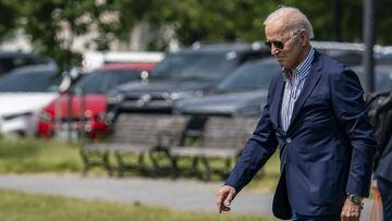 WASHINGTON, DC - MAY 22: U.S. President Joe Biden walks on the Ellipse to board Marine One on May 22, 2021 in Washington, DC. President Joe Biden, first lady Jill Biden, son Hunter Biden, and grandkids took off from the Ellipse heading to Camp David for t