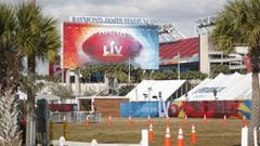 TAMPA, FL - JANUARY 30: A view of Raymond James Stadium where Super Bowl 55 will be held during the COVID-19 pandemic on January 30, 2021 in Tampa, Florida. The Tampa Bay Buccaneers will play the Kansas City Chiefs in Raymond James Stadium for Super Bowl 
