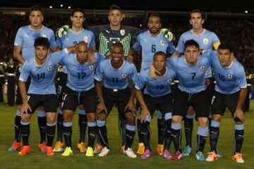 Uruguay formado en la previa del duelo con Chile.