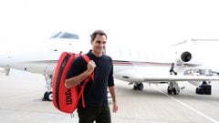 El tenista suizo Roger Federer llega a Londres para la disputa de la Laver Cup.