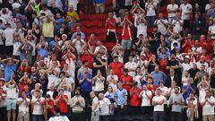 English fans applaud after losing in the quarterfinals.