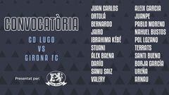 Lista de convocados del Girona CF para el partido frente al CD Lugo de LaLiga SmartBank.