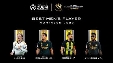 Luka Modric, Jude Bellingham, Vinicius y Karim Benzema, nominados a los Globe Soccer Awards en la categoría de mejor jugador masculino del año.