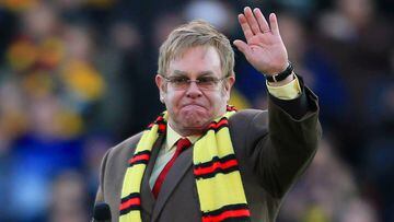 Watford Life President Sir Elton John takes to the pitch as the new stand at Vicarage Road is named in his honour