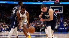 DALLAS, TEXAS - MAY 22: Luka Doncic #77 of the Dallas Mavericks reacts after a play during the second quarter against the Golden State Warriors in Game Three of the 2022 NBA Playoffs Western Conference Finals at American Airlines Center on May 22, 2022 in