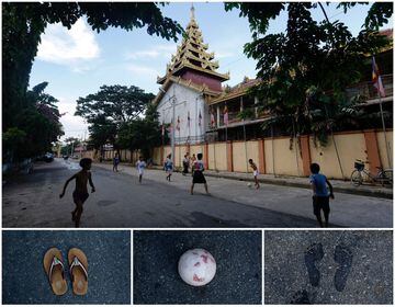 En Myanmar se juega incluso con chanclas.