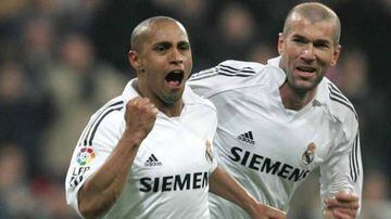 Roberto Carlos, seen here with fellow Real legend Zinedine Zidane, went down in the club's history in 11 years at the Bernabéu.