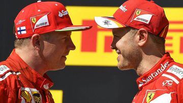 Raikkonen y Vettel en el podio de Hungr&iacute;a.