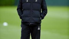 Jurgen Klopp durante un entrenamiento con el Liverpool.
