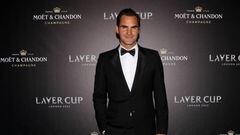El tenista suizo Roger Federer posa durante la cena previa a la Laver Cup.