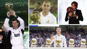Figo, Ronaldo, Modric y Cristiano con sus Balones de Oro.