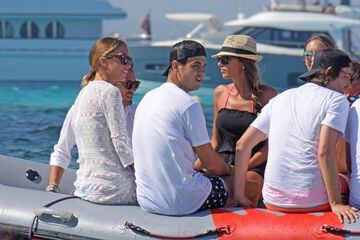Real Madrid's Álvaro Morata, who is closing in on a move to United, has been enjoying a holiday on the Balearic Islands with wife Alice Campello.