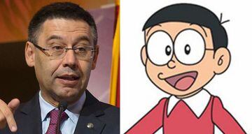 Josep Maria Bartomeu and the cartoon character Nobita